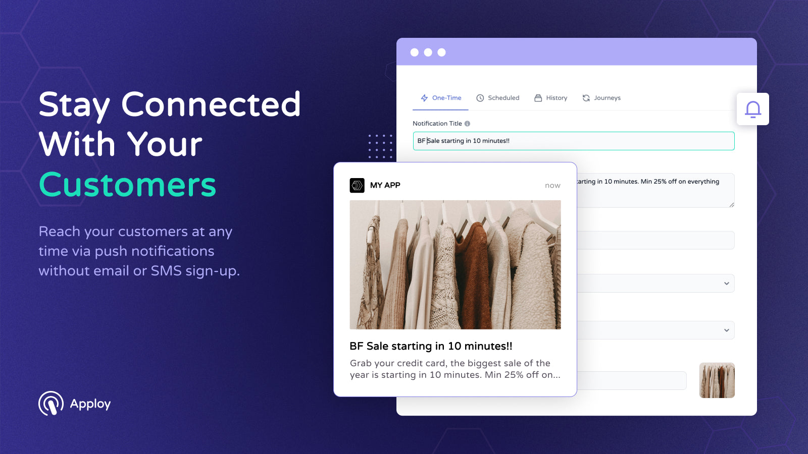 Push notification for sales alerts and customer engagement