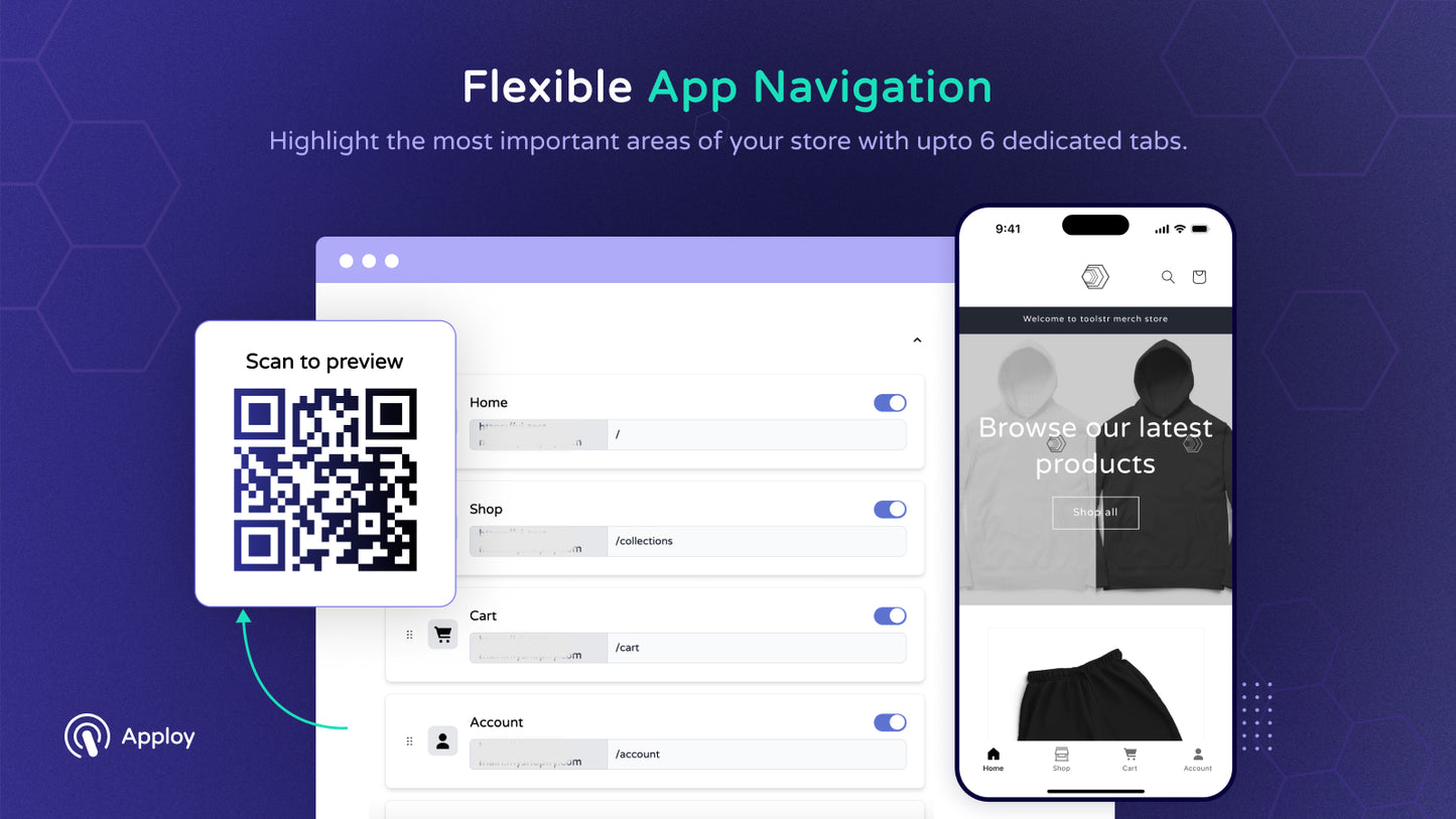 App navigation with upto 6 dedicated tabs